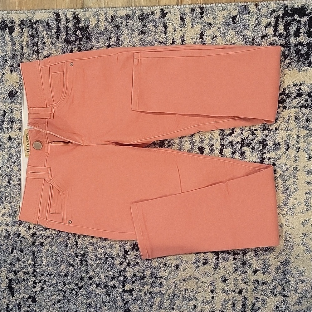 AB technology skinny jeans, coral, size 2